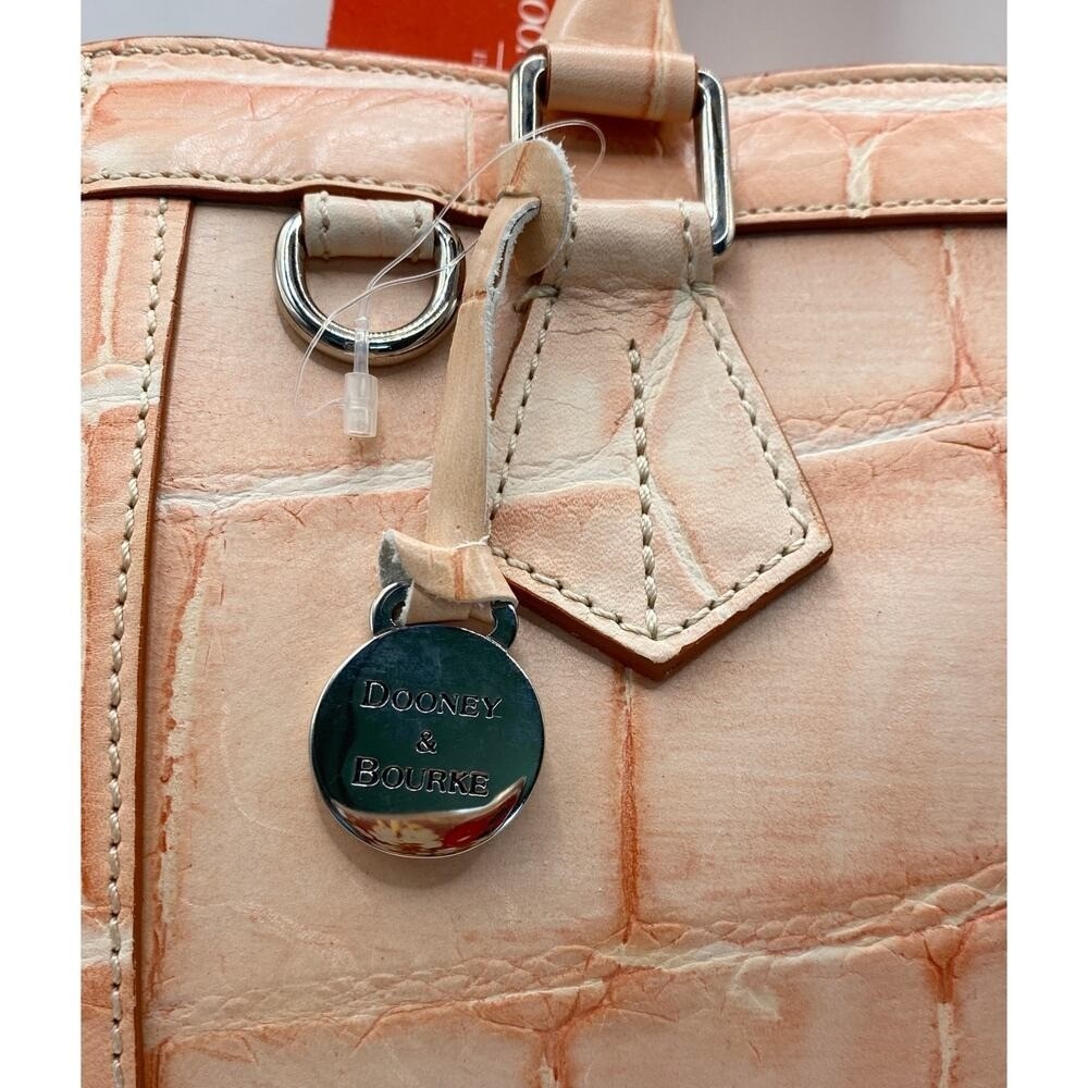 Vintage Y2K Dooney & Bourke Croc Leather Satchel Handbag Peach Charm Pockets NWT - Picture 13 of 13
